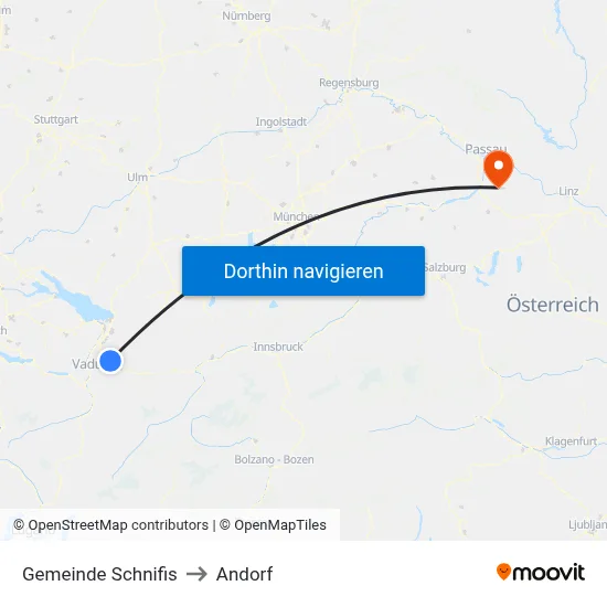 Gemeinde Schnifis to Andorf map