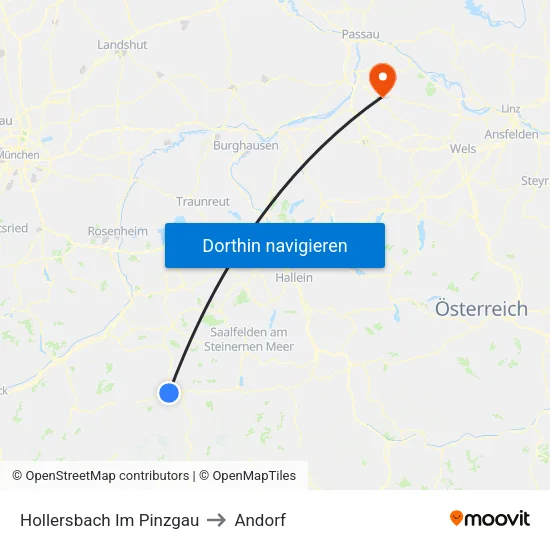 Hollersbach Im Pinzgau to Andorf map