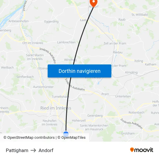 Pattigham to Andorf map