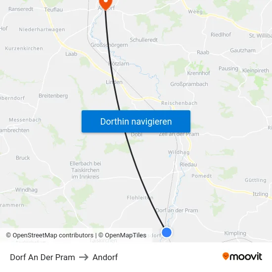 Dorf An Der Pram to Andorf map