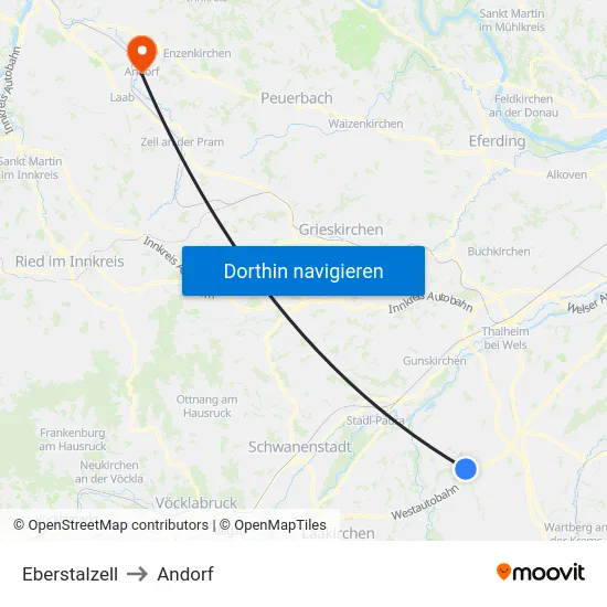Eberstalzell to Andorf map