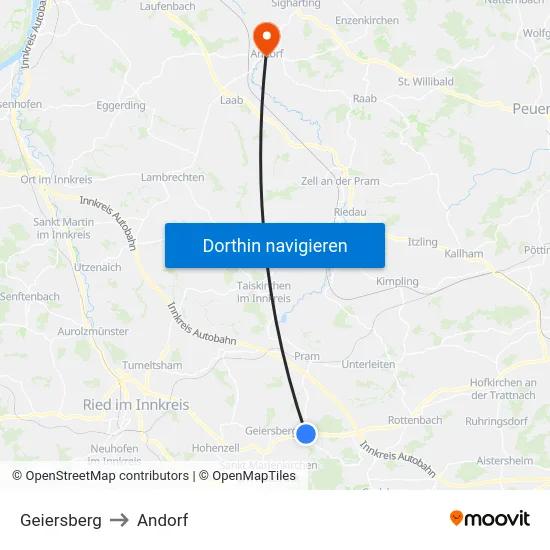 Geiersberg to Andorf map