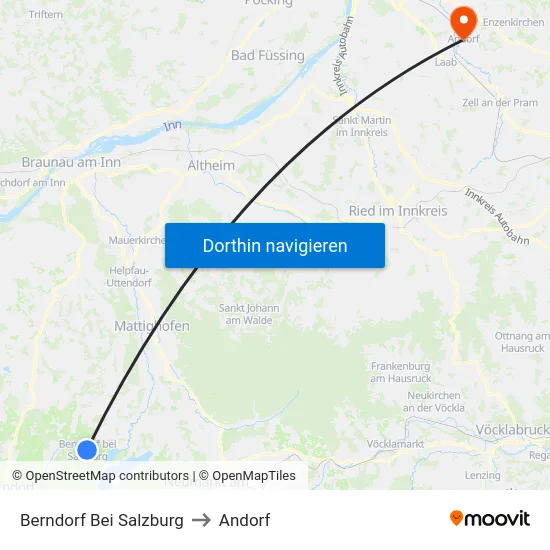 Berndorf Bei Salzburg to Andorf map
