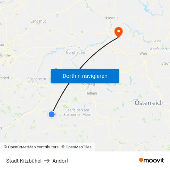 Stadt Kitzbühel to Andorf map