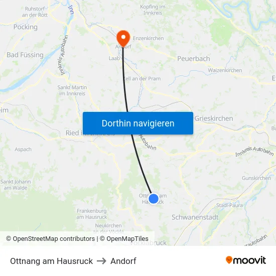 Ottnang am Hausruck to Andorf map