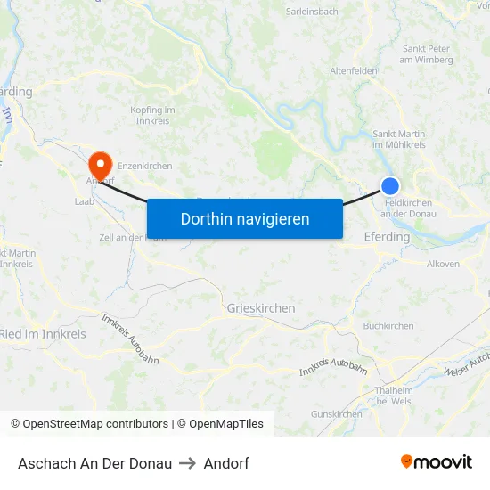 Aschach An Der Donau to Andorf map