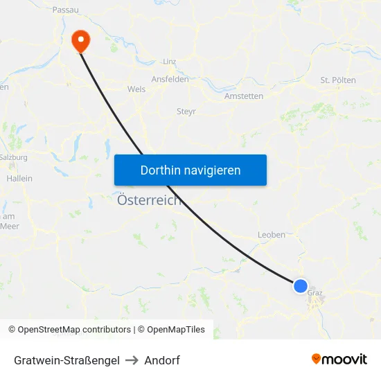Gratwein-Straßengel to Andorf map