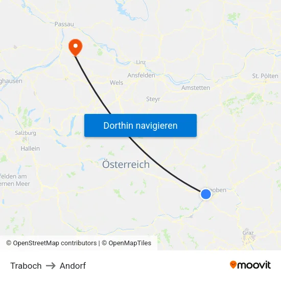 Traboch to Andorf map