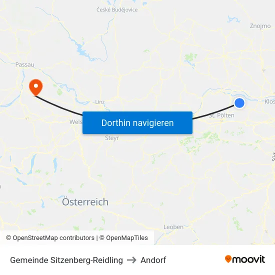 Gemeinde Sitzenberg-Reidling to Andorf map