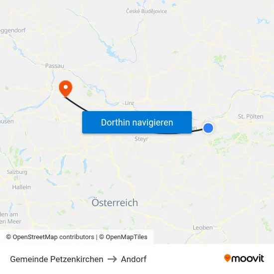 Gemeinde Petzenkirchen to Andorf map