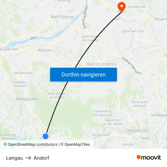 Lengau to Andorf map