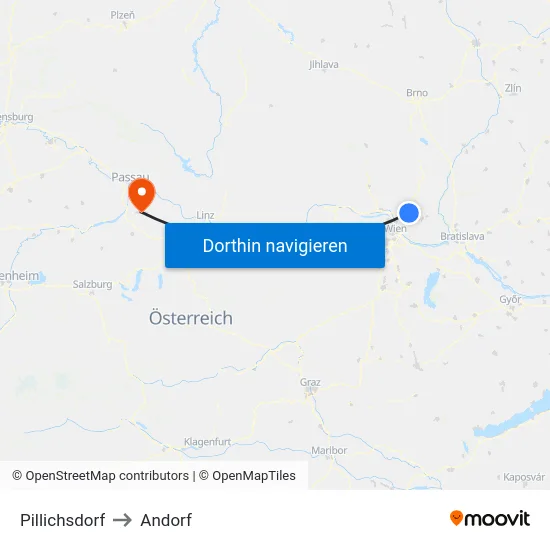 Pillichsdorf to Andorf map