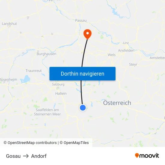 Gosau to Andorf map