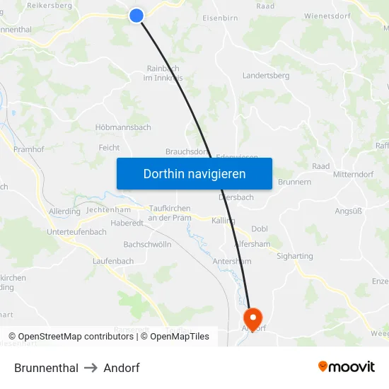 Brunnenthal to Andorf map