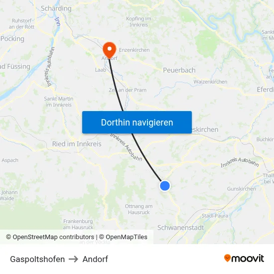 Gaspoltshofen to Andorf map