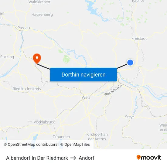 Alberndorf In Der Riedmark to Andorf map