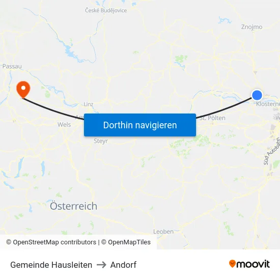 Gemeinde Hausleiten to Andorf map