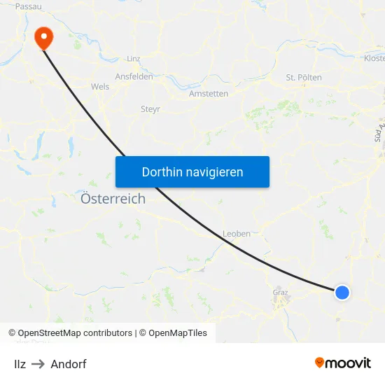 Ilz to Andorf map