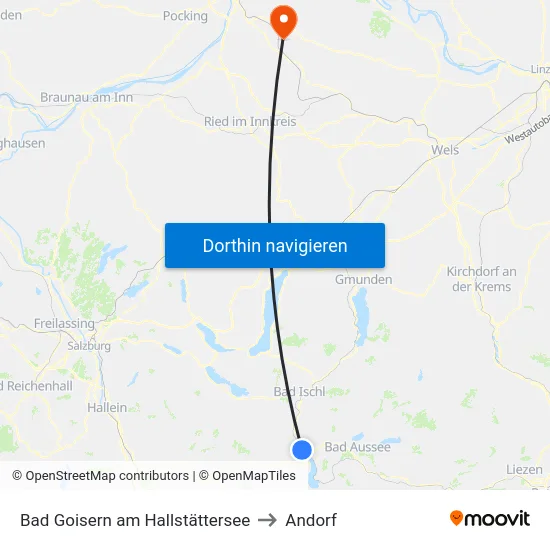 Bad Goisern am Hallstättersee to Andorf map