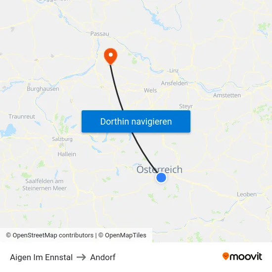 Aigen Im Ennstal to Andorf map