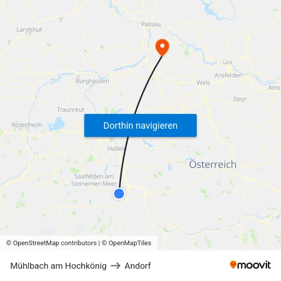 Mühlbach am Hochkönig to Andorf map