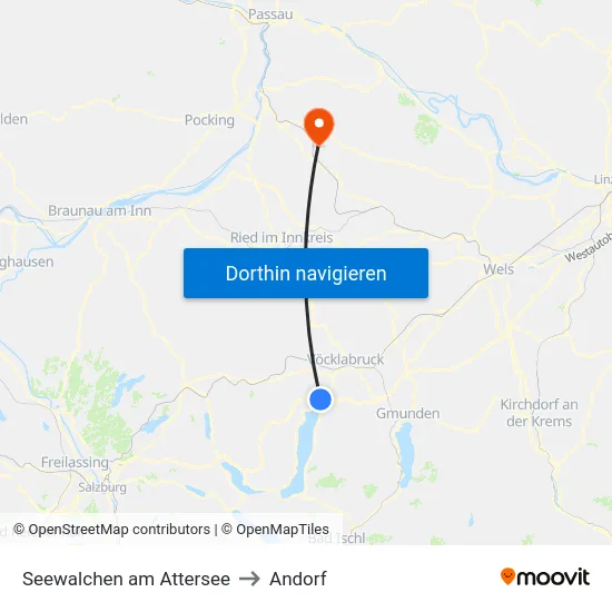 Seewalchen am Attersee to Andorf map