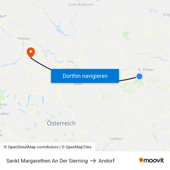 Sankt Margarethen An Der Sierning to Andorf map