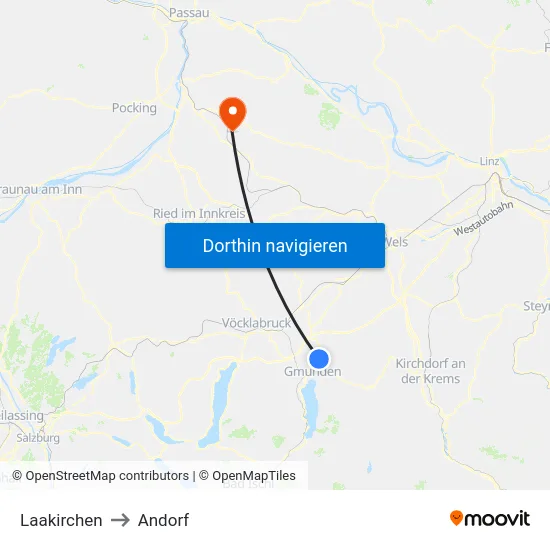 Laakirchen to Andorf map