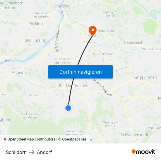 Schildorn to Andorf map