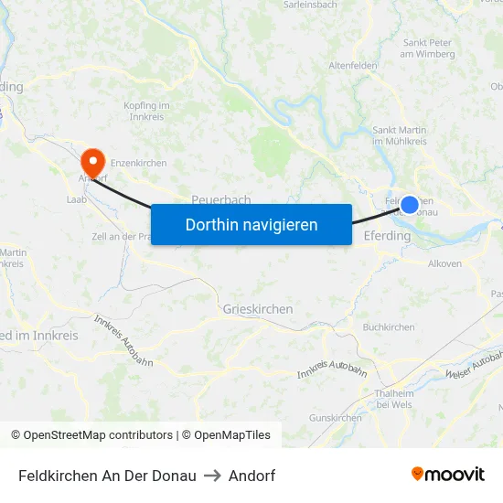 Feldkirchen An Der Donau to Andorf map