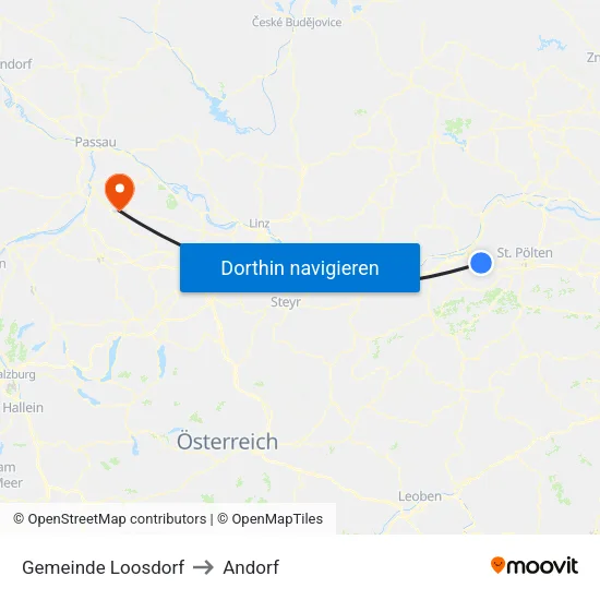 Gemeinde Loosdorf to Andorf map
