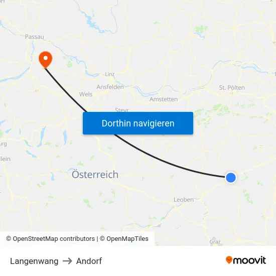 Langenwang to Andorf map