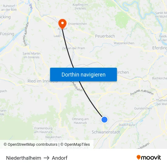 Niederthalheim to Andorf map