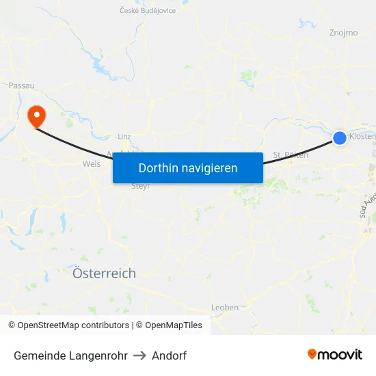 Gemeinde Langenrohr to Andorf map