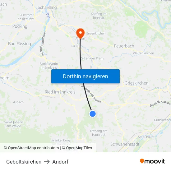 Geboltskirchen to Andorf map