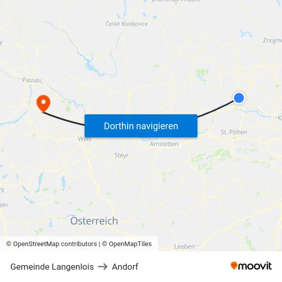 Gemeinde Langenlois to Andorf map
