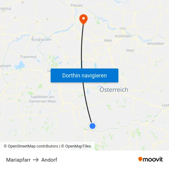 Mariapfarr to Andorf map