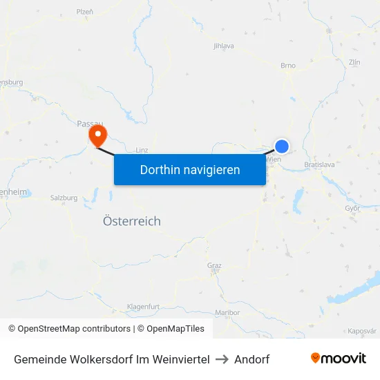Gemeinde Wolkersdorf Im Weinviertel to Andorf map