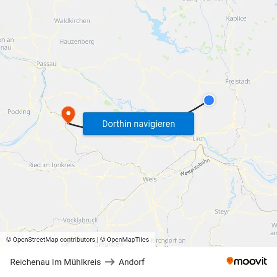 Reichenau Im Mühlkreis to Andorf map