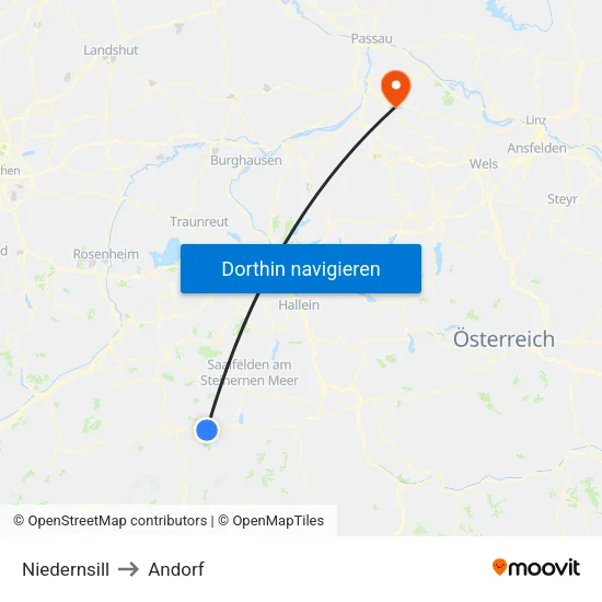 Niedernsill to Andorf map