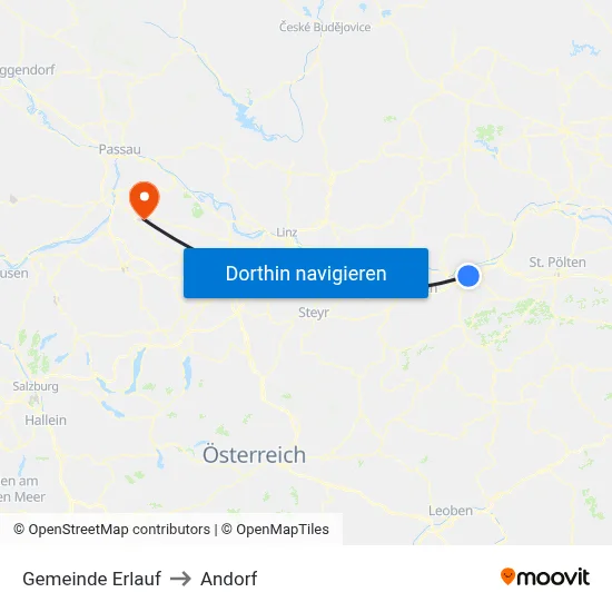 Gemeinde Erlauf to Andorf map