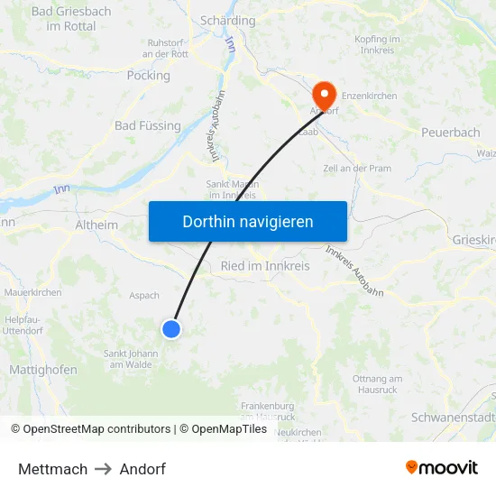 Mettmach to Andorf map