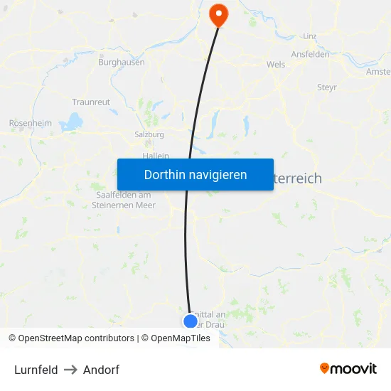 Lurnfeld to Andorf map