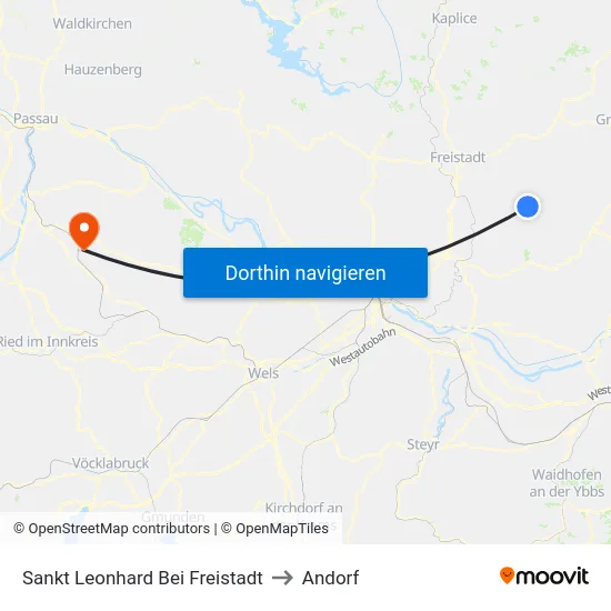 Sankt Leonhard Bei Freistadt to Andorf map
