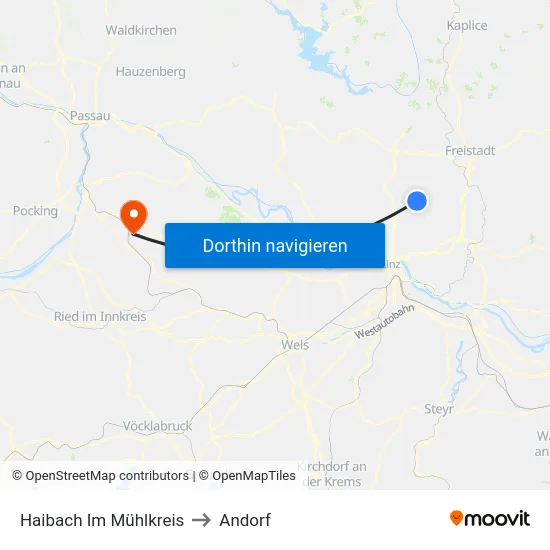 Haibach Im Mühlkreis to Andorf map