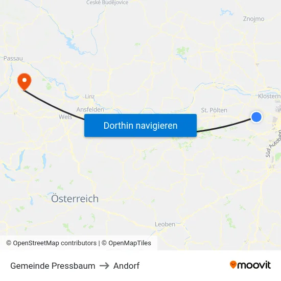 Gemeinde Pressbaum to Andorf map
