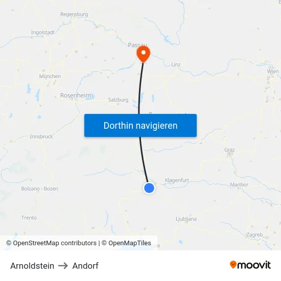 Arnoldstein to Andorf map