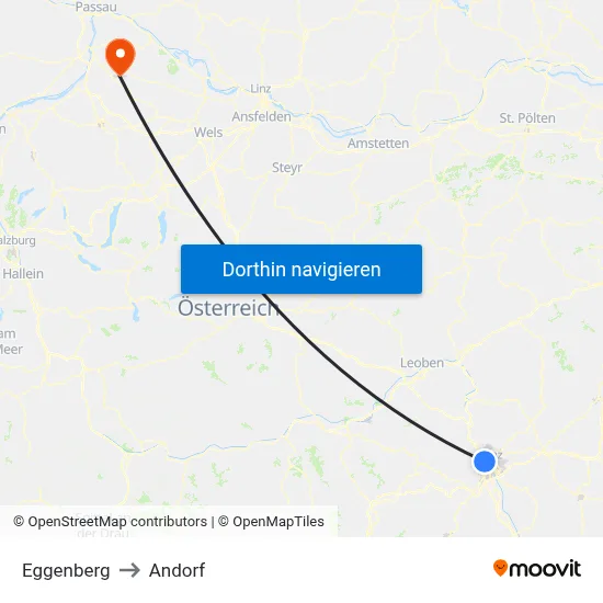 Eggenberg to Andorf map