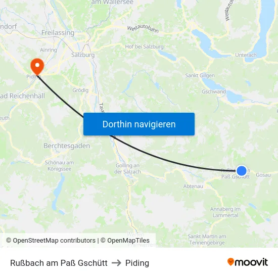 Rußbach am Paß Gschütt to Piding map