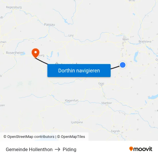 Gemeinde Hollenthon to Piding map